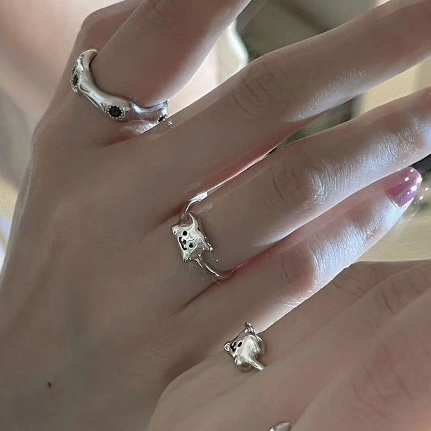 Simple Puppy Open Ring Female Cute Special-interest Design