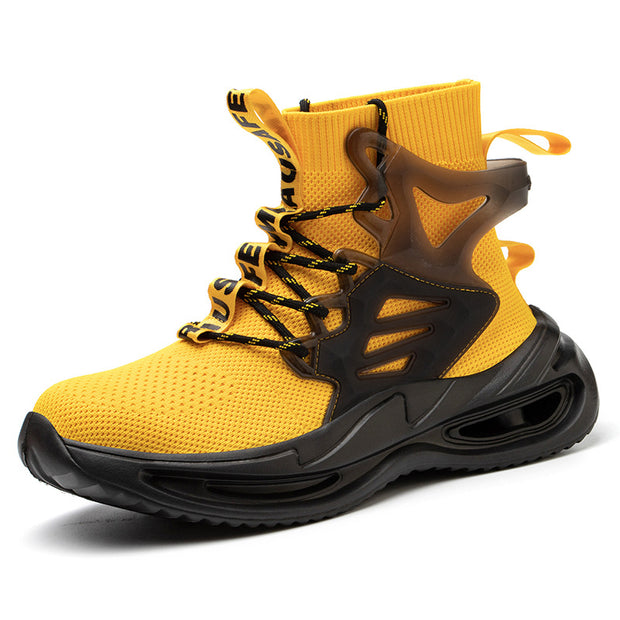 Flying Woven Breathable Protective Safety Shoes Large Size Mens Work Shoes