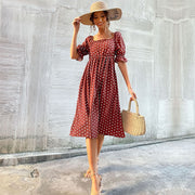 Vintage Women's Ruffled Polka Dot Collar Dress