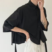 Men's Square Neck Loose Shirt With Short Sleeves