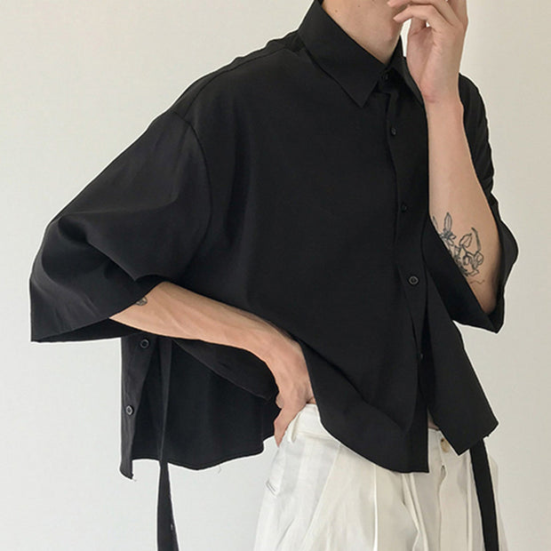 Men's Square Neck Loose Shirt With Short Sleeves