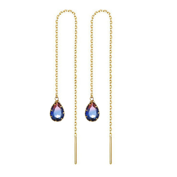Trendy Stainless Steel Reel Chain Earrings Temperamental Tassels