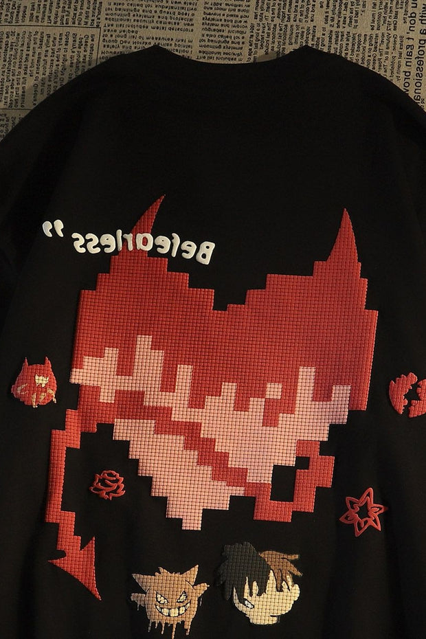 Love Devil Cotton Short Sleeve T-Shirt Men's Retro