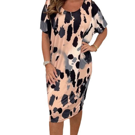 Plus Size Women's Printed Casual Short Sleeve Dress