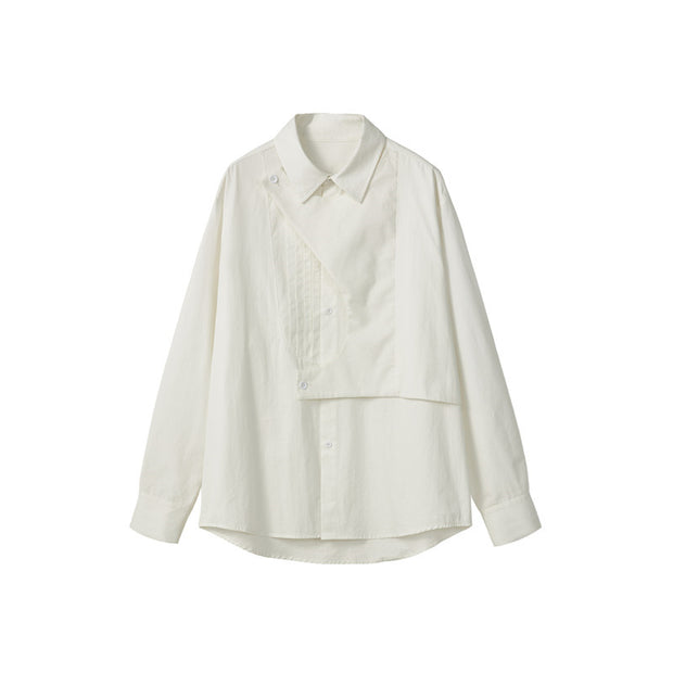 Deconstructed Shirt Design Sense Loose Trendy White
