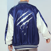 Men's Casual Scratch Badge Baseball Jacket
