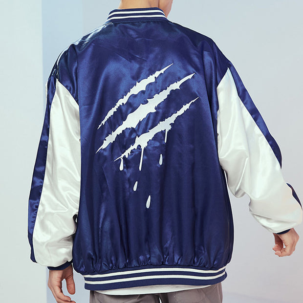 Men's Casual Scratch Badge Baseball Jacket