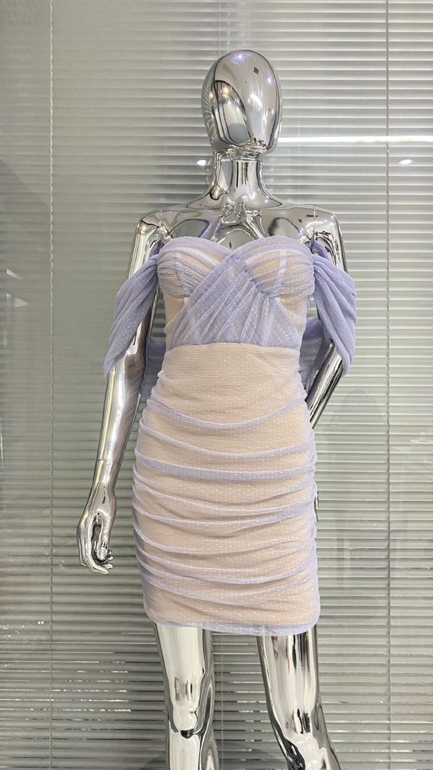 Off-the-shoulder Waist Tulle Dress