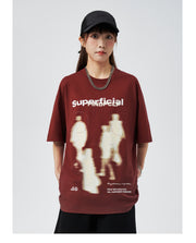 Blur Portrait Short Sleeve Crew Neck Loose Top