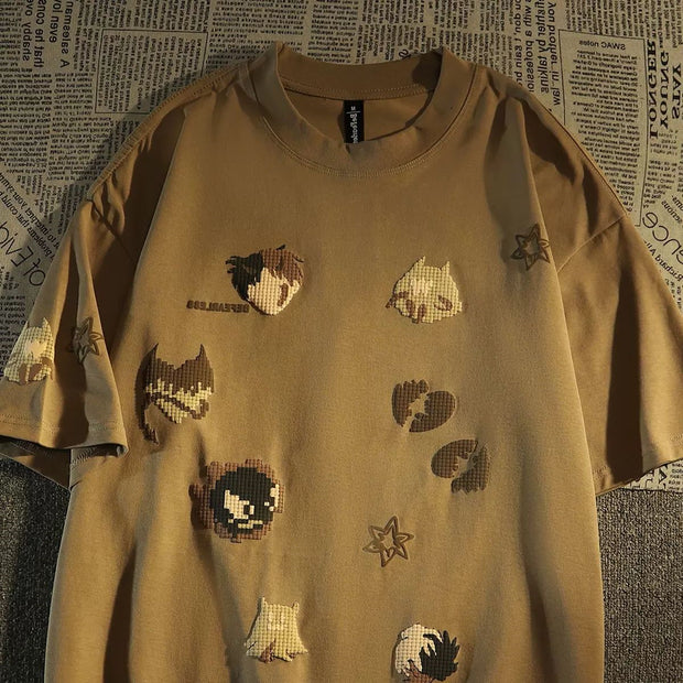 Love Devil Cotton Short Sleeve T-Shirt Men's Retro