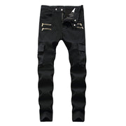 Men's Slim-fit Overalls With Multi-pocket Zipper