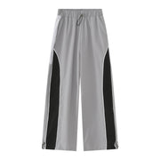 Patchwork Contrast Color Korean Style Loose Wide Leg Elastic Waist Casual Sports Pants