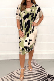 Plus Size Women's Printed Casual Short Sleeve Dress