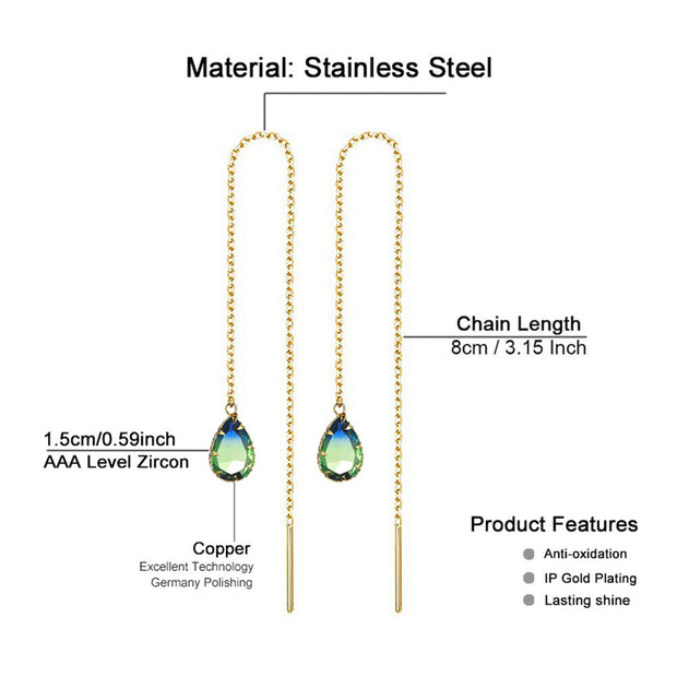 Trendy Stainless Steel Reel Chain Earrings Temperamental Tassels
