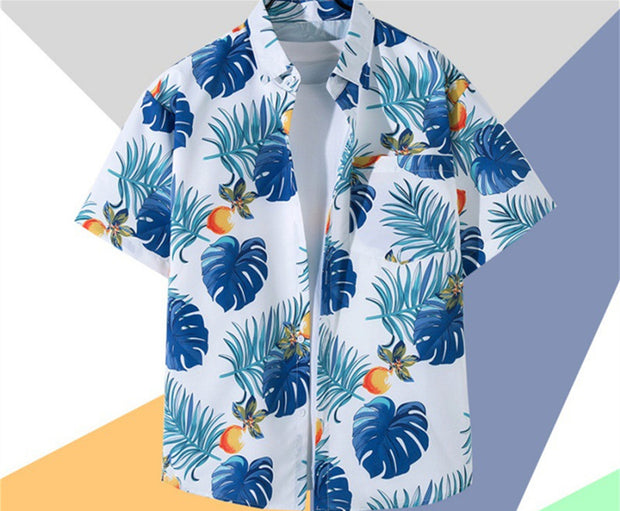 Short Sleeve Printed Shirt Men's Retro Top