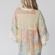 Women's V-neck Flared Sleeves Chiffon Blouse