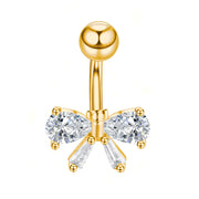 Stainless Steel Inlaid Zircon Bow Navel Stud Body Piercing Jewelry