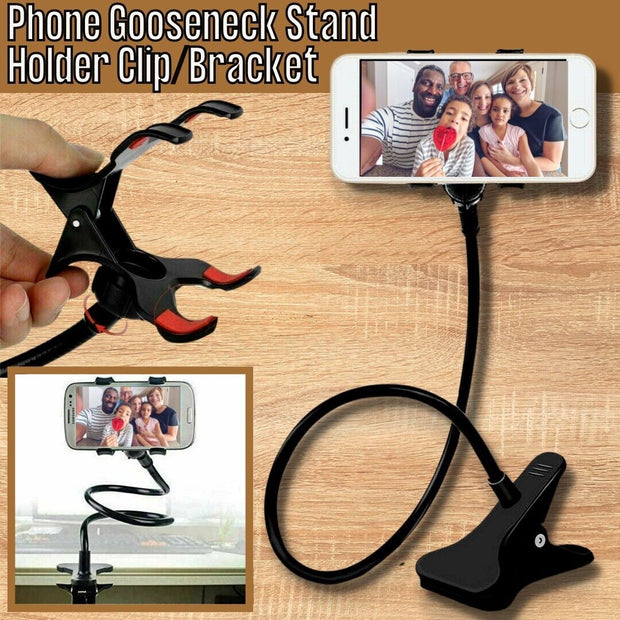 Universal Lazy Mobile Phone Gooseneck Stand Holder Flexible Bed Desk Table Clip