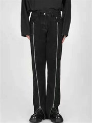Women's Plus Size Zipper Design Niche Straight Jeans
