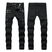Men's Slim-fit Overalls With Multi-pocket Zipper