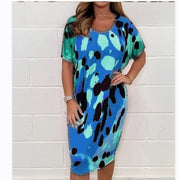 Plus Size Women's Printed Casual Short Sleeve Dress