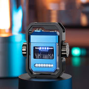 2023 New Pulse Lighter Double Arc Outdoor Windproof Type-C Charging Electric Lighter Mechanical Alloy Rotary Gyroscope Decompression Tool
