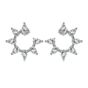 Silver S925 White Water Drop Pear-shaped Gang Drill Sun Round Special-interest Design Exquisite Trendy Earrings