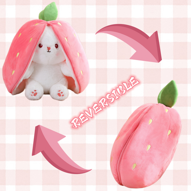 Kawaii Fruit Transfigured Bunny Plush Toy Cute Carrot Strawberry Turn Into Rabbit Plush Toy Kids Birthday Christmas Gift Muppet
