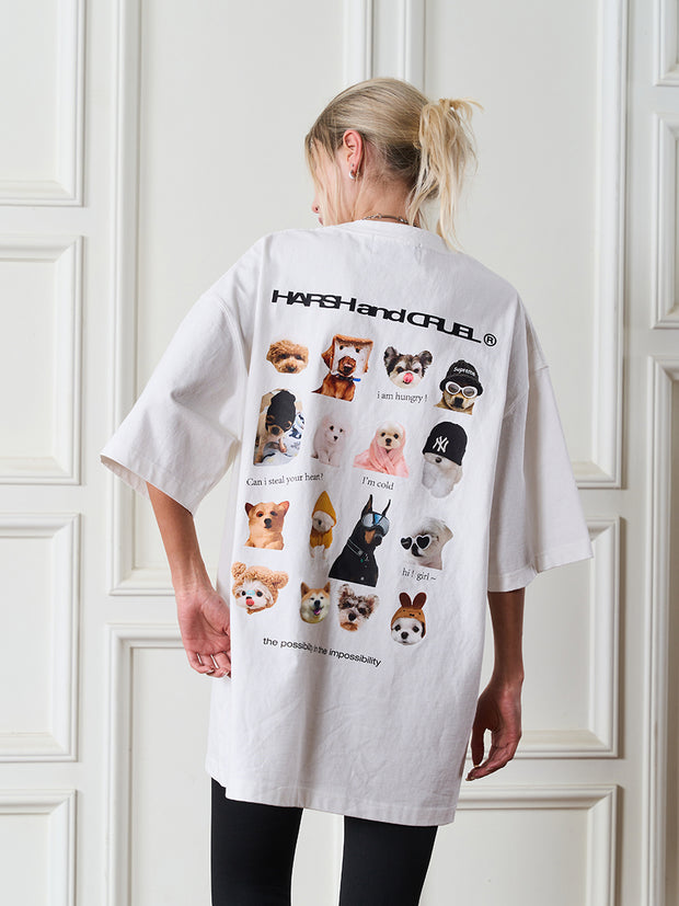 Puppy Fun Pattern Knitted Cotton Short Sleeves