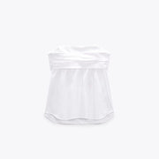 White Stretch Chest Wrapped Sleeveless Top