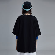 Button Trim Loose Casual Pin T-Shirt Men