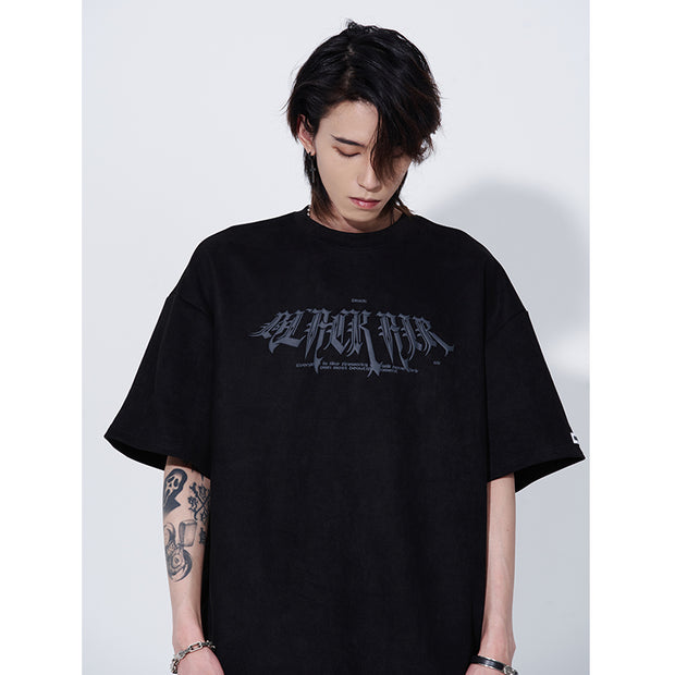 Suede Short-sleeved T-shirt Men's Trendy Brand Retro