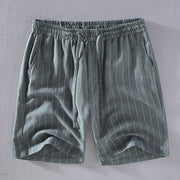 Yarn-dyed Vertical Striped Linen Shorts For Men