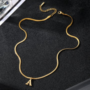 Minimalist A-Z Letter Pendant Necklace For Women Stainless Steel Gold Color Snake Chains Jewelry Birthday Gift
