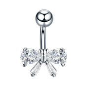 Stainless Steel Inlaid Zircon Bow Navel Stud Body Piercing Jewelry