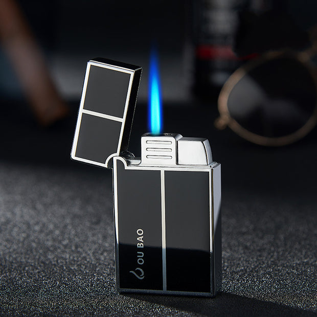 Bao B813 Gas Lighters Metal Langsheng Steel Tone Direct Punching Windproof Blue Flame Electronic Lighter