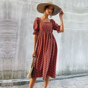 Vintage Women's Ruffled Polka Dot Collar Dress