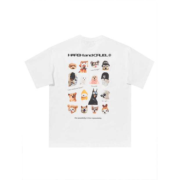 Puppy Fun Pattern Knitted Cotton Short Sleeves