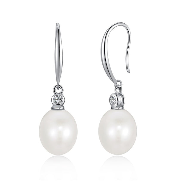 S925 Sterling Silver Freshwater Pearl Ear Studs High Sense Special Interest Light Luxury Ins Style