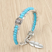 Fashion Alloy Turquoise Feather Bracelet