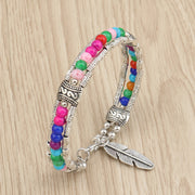 Fashion Alloy Turquoise Feather Bracelet