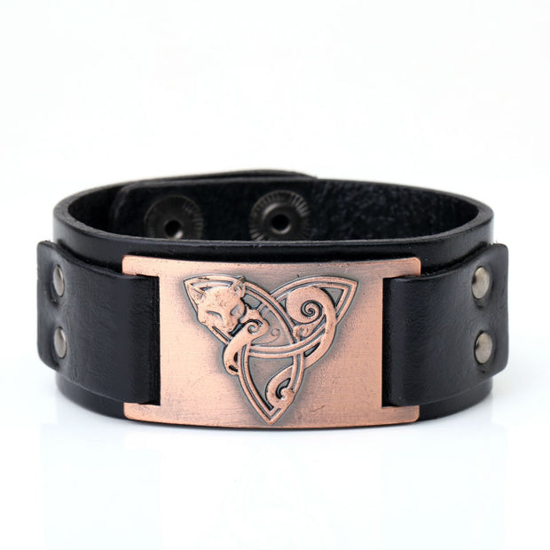 Triangle Fox Metal Bracelet Couple Leather Bracelet