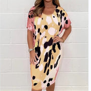 Plus Size Women's Printed Casual Short Sleeve Dress