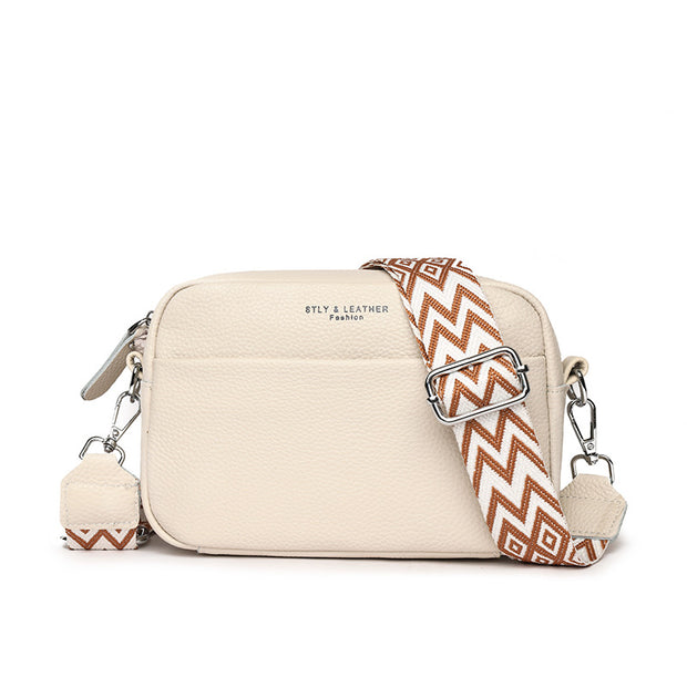 Fashion Simple Shoulder Messenger Bag Top Layer Cowhide Small Square Bag
