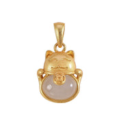 Lucky Cat Hetian Jade Ancient Law Gold Pendant Female Niche
