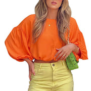 Women's Fashionable Temperament Drop-shoulder Sleeve Short Loose Top