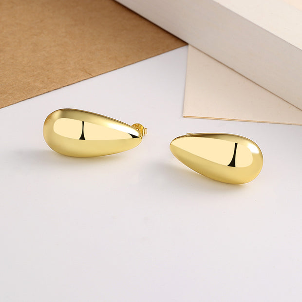 Water Drop Glossy 16k Real Gold Plating Simple And Elegant Earrings