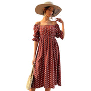 Vintage Women's Ruffled Polka Dot Collar Dress