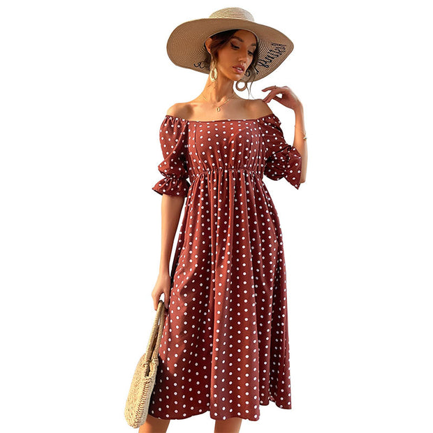 Vintage Women's Ruffled Polka Dot Collar Dress
