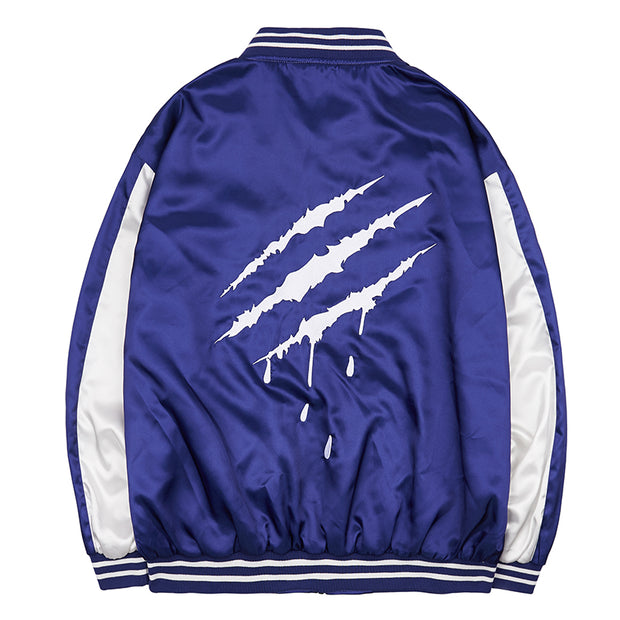 Men's Casual Scratch Badge Baseball Jacket